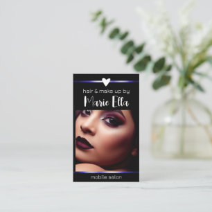 Elegante Blue Lines Foto QR-Codevorlage Visitenkarte