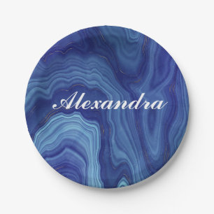 Elegante Blue Marble Agate Party Paper Teller