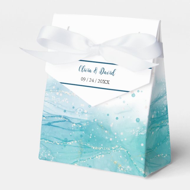 Elegante Blue Ocean Gastgeschenk Hochzeit Box Geschenkschachtel (Vorderseite)
