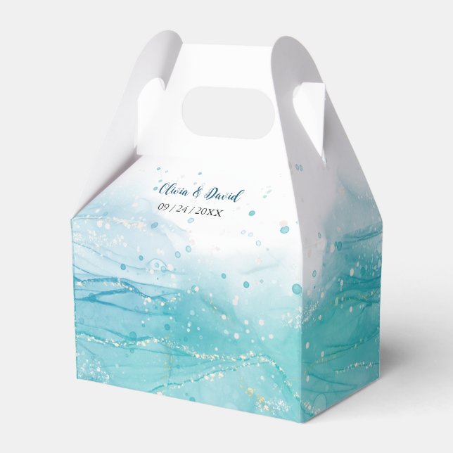 Elegante Blue Ocean Gastgeschenk Hochzeit Box Geschenkschachtel (Vorderseite)