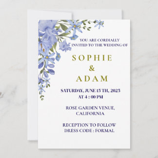 Elegante Blue & Olive Green Wedding Einladung, Einladung