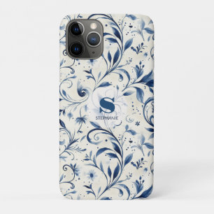 Elegante Blue Paisley Blätter - Weißer Hintergrund Case-Mate iPhone Hülle