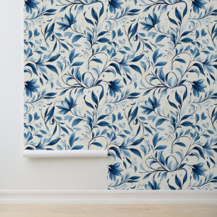 Elegante Blue Paisley Blätter - Weißer Hintergrund Tapete