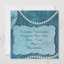 Elegante Blue Pearls Einladung & Ankündigung Karte