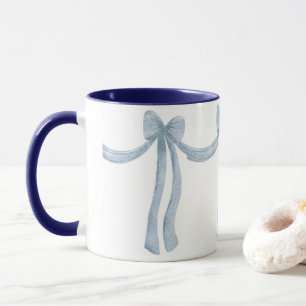 Elegante Blue Ribbon Satin Look Hübsch Girly Tasse