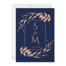 Elegante Blue Rose Gold Foliage Hochzeit