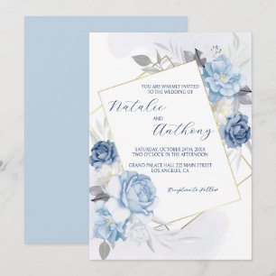 Elegante Blue Rose Hochzeit Einladung