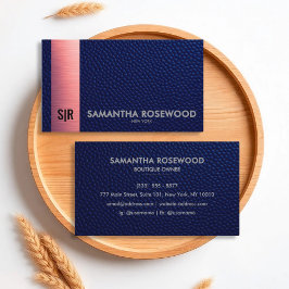 Elegante Blue & Rose Pink Business Card Visitenkarte