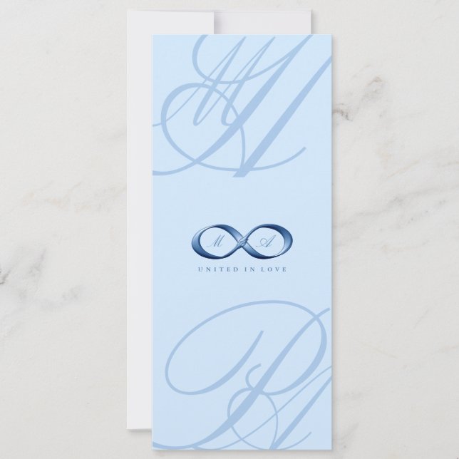 Elegante Blue Sapphire Infinity Hand Clasp Hochzei Einladung (Vorderseite)