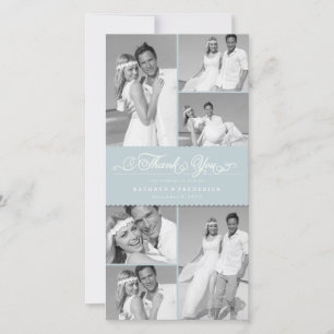 Elegante Blue Scalloped Band 6 Foto Chic Wedding Dankeskarte