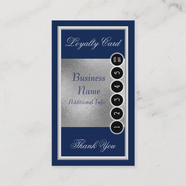 Elegante Blue & Silver Loyalty Card 2 Treuekarte (Vorderseite)