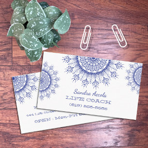 Elegante Blue Snowflake Mandala Business Cards Visitenkarte