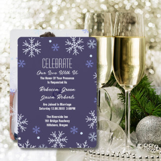 Elegante Blue Snowflake Winter Wonderland Hochzeit Einladung