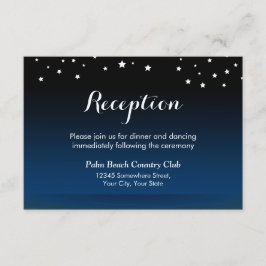 Elegante Blue Starry Night Wedding Reception Begleitkarte