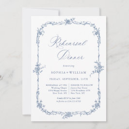 Elegante Blue Toile Garden Probe Abendessen Einladung