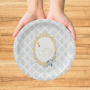 Elegante Blue- und Gold-Hochzeitsdusche im Regency Pappteller