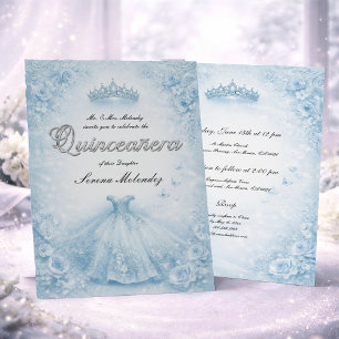 Elegante Blue und Silber Quinceanera Einladung