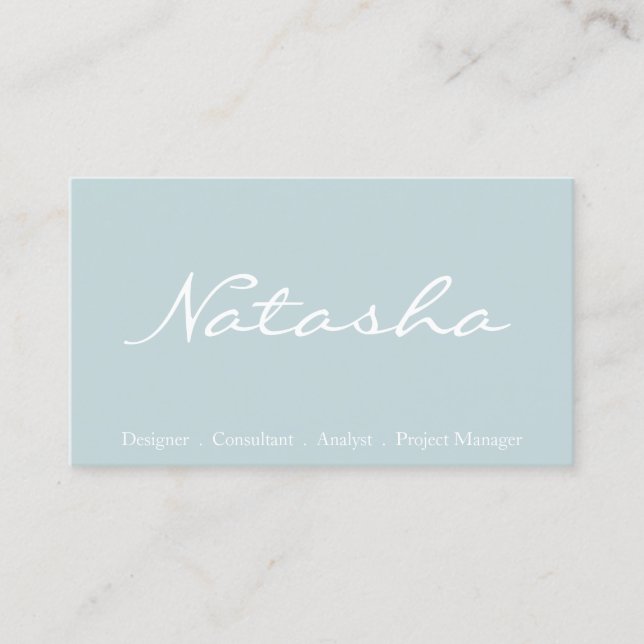 Elegante Blue und White Script Schriftart Business Visitenkarte (Vorderseite)