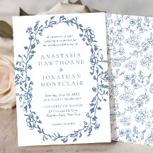 Elegante Blue Vintag Floral Wedding