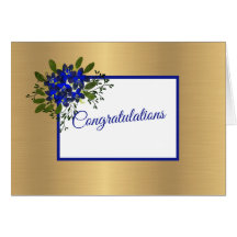 Elegante Blue Violets Wedding Congratulations Card