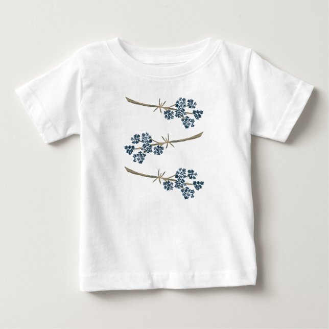 Elegante Blue Watercolor-Blume Baby T-shirt (Vorderseite)