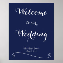 Elegante Blue Wedding Reception Zeichen Print Poster