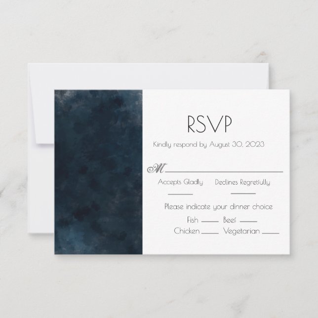 Elegante Blue Wedding Response RSVP Card (Vorderseite)
