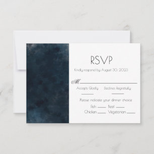 Elegante Blue Wedding Response RSVP Card Karte
