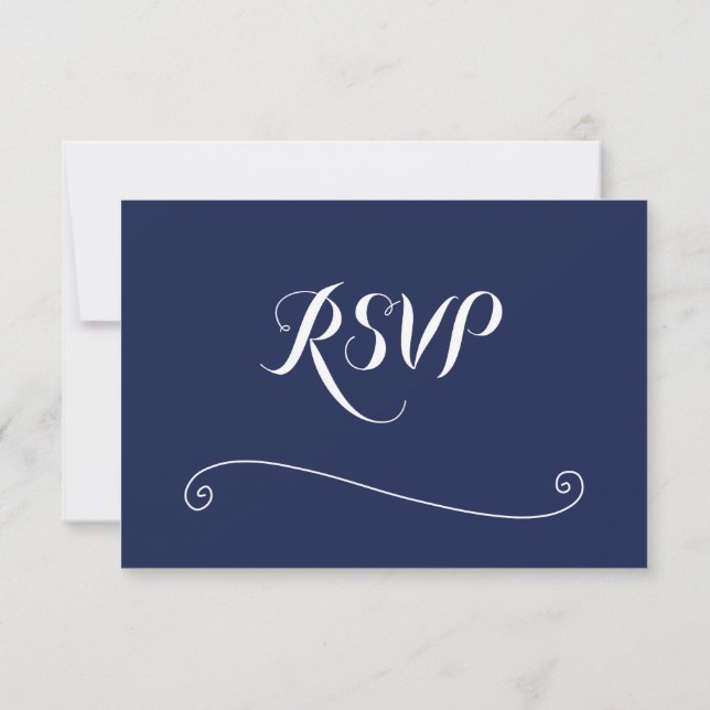 Elegante Blue Wedding RSVP Cards (Rückseite)