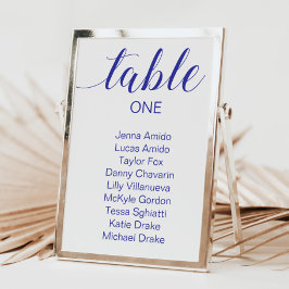 Elegante Blue Wedding Seating Chart Cards Tischnummer