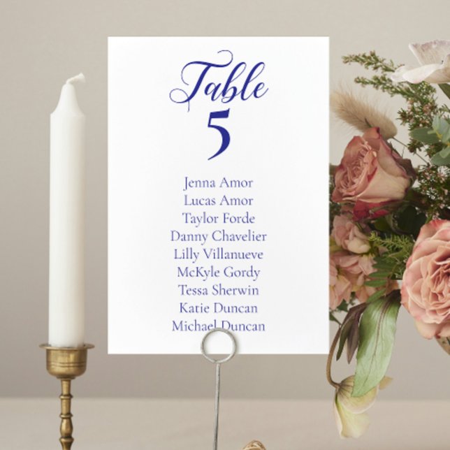 Elegante Blue Wedding Seating Chart Cards Tischnummer (Von Creator hochgeladen)