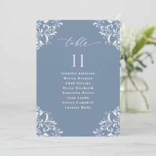Elegante Blue Wedding Seating Chart Sign Card Einladung