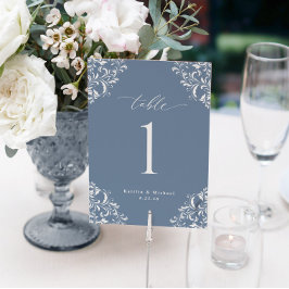Elegante Blue Wedding Tischnummern Cards
