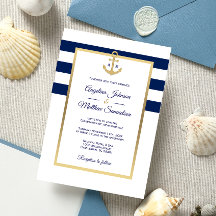 Elegante Blue White Gold Nautical Wedding