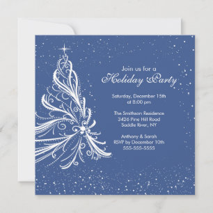 Elegante Blue & White Holiday Party - Einladung