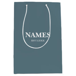 Elegante Blue & White Individuelle Name Geschenkta Mittlere Geschenktüte