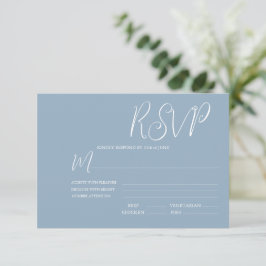 Elegante Blue & White Wedding RSVP Card