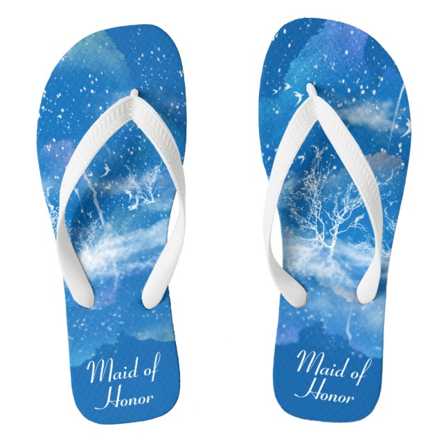Elegante Blue White Wedding Trauzeugin Flip Flops (Fußbett)