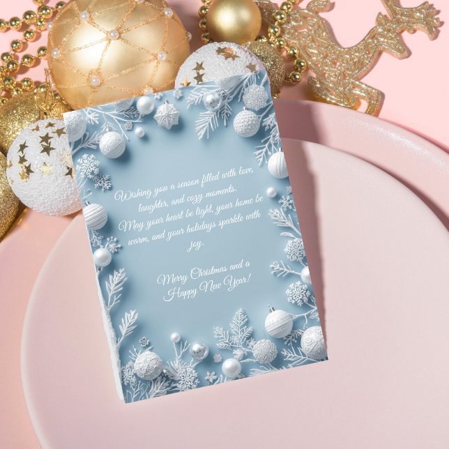 Elegante Blue & White Weihnachtskarte Feiertagskarte (Von Creator hochgeladen)