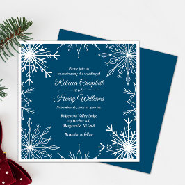 Elegante Blue Winter Snowflakes Einladung Hochzeit