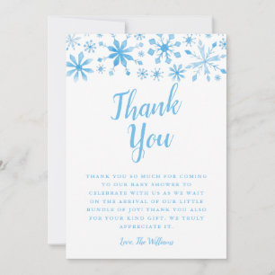 Elegante Blue Winter Wonderland Babydusche Dankeskarte