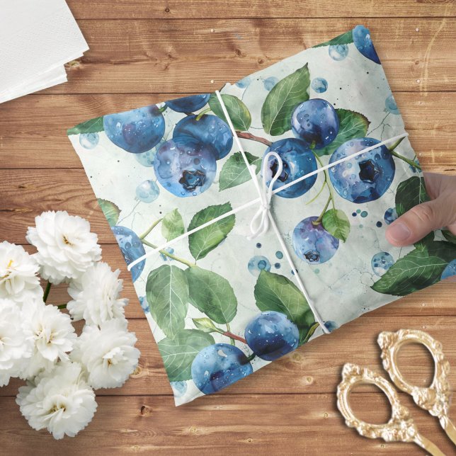 Elegante Blueberry Wasserfarbe Vintag Wrap Seidenpapier (Von Creator hochgeladen)
