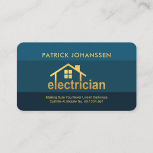 Elegante Blues Gold Electrician Zuhause Visitenkarte