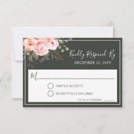 Elegante Blues Rosa Hochzeitsfeier UAWG RSVP Karte