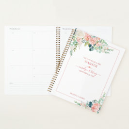 Elegante Blues Rose Rose Script Hochzeit Planer