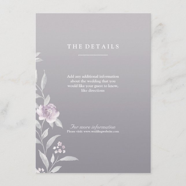 Elegante, blühende Chinoiserie Details Hochzeiten Begleitkarte (Vorderseite)