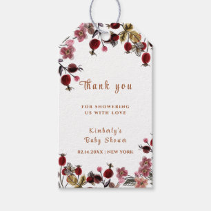 Elegante blühende Wildblume Berry Baby Shower Geschenkanhänger