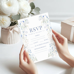 Elegante blühende Wildblume Hochzeit RSVP-Karten RSVP Karte
