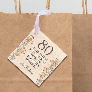 Elegante Blume 80 Jahre Party Flora 80. Geburtstag Geschenkanhänger