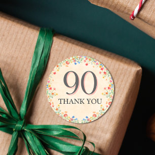 Elegante Blume 90 Jahre Party Flora 90. Geburtstag Runder Aufkleber